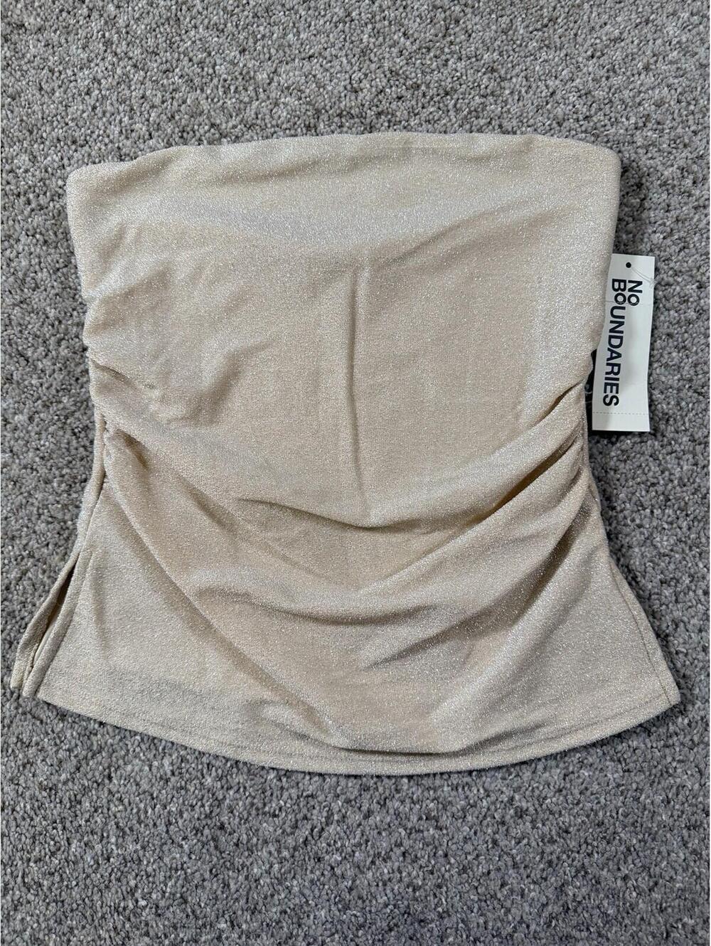 NWT No Boundaries Metallic Tube Top Champagne Gold Sparkle Y2K Size XS (0-2)
